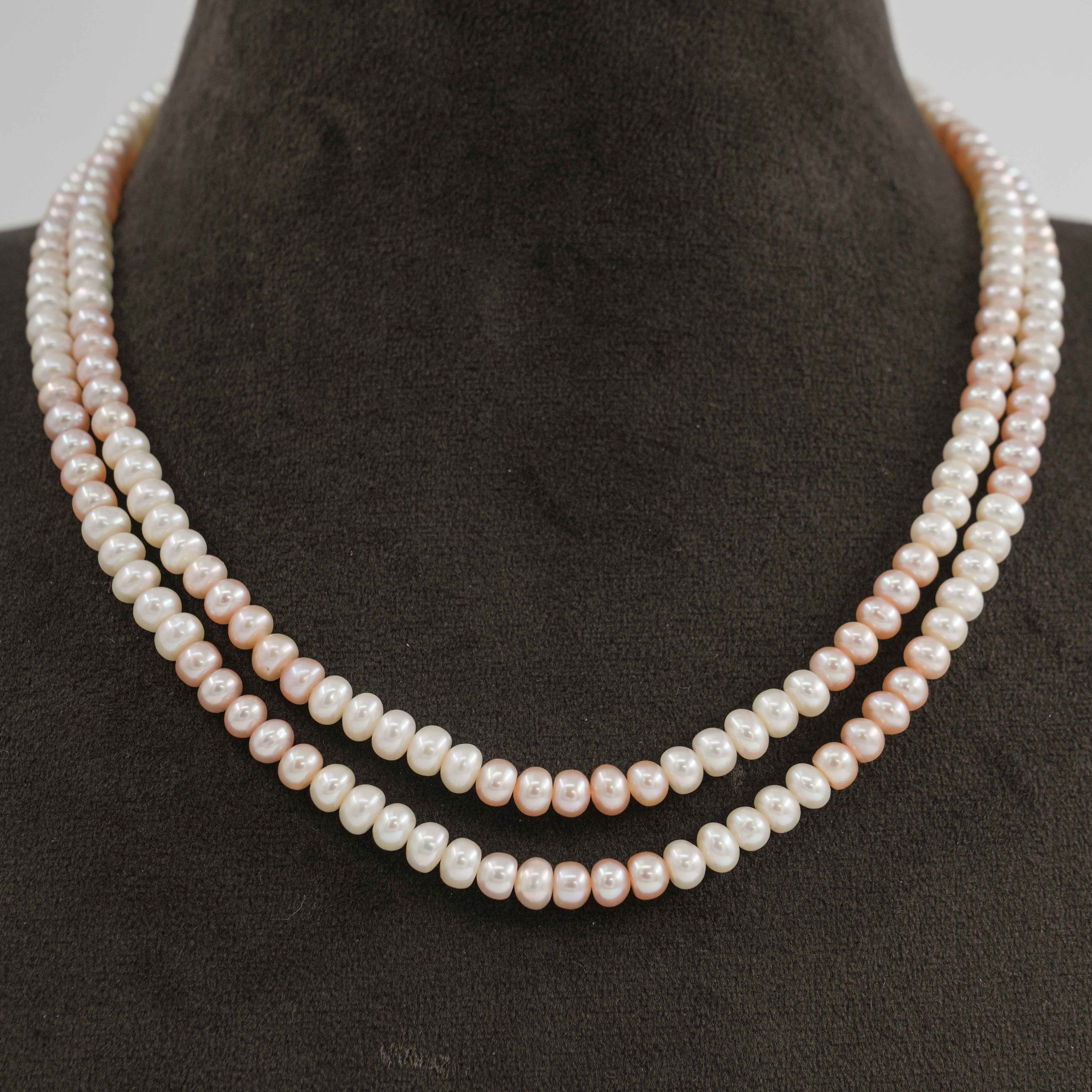 The Pearl Atelier by Kabra Pearls - Dual Tone Flat Pearl Necklace